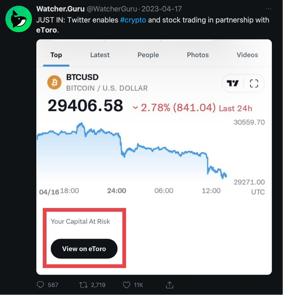 Social media meets trading: Twitter and eToro announce collaboration for stock and crypto trading, inspired by Musk